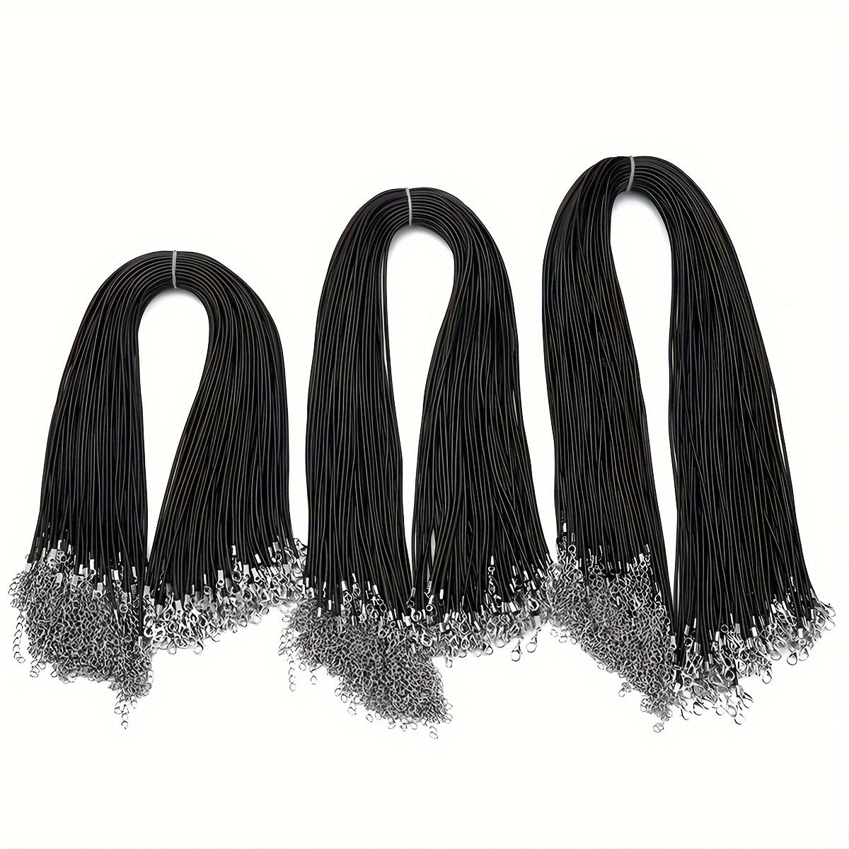 Set of 100 Black Nylon Cord Necklaces 1.5mm Thick with Lobster Clasps for Jewelry Making