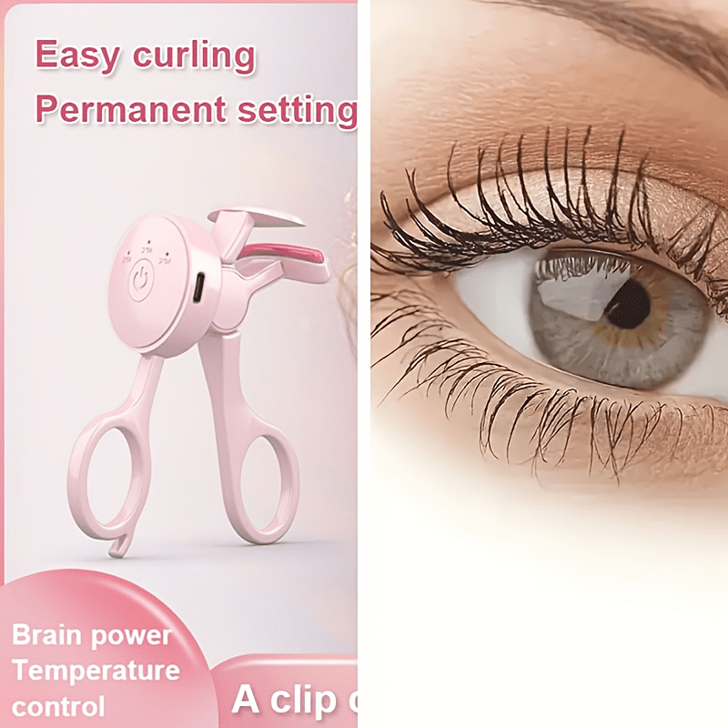 Electric Eyelash Curler with Temperature Control USB Rechargeable Compact Pink Beauty Tool