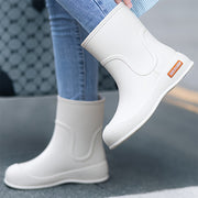 Women's PVC Rain Boots Slip-Resistant All-Season White and Orange