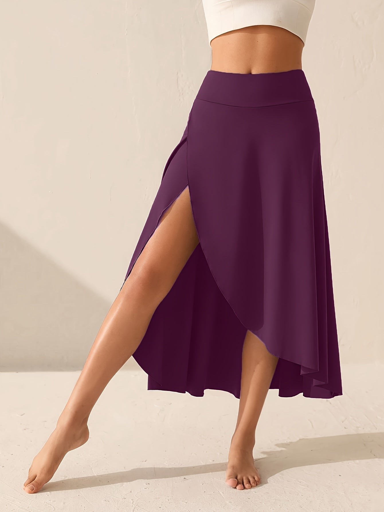 Women's Flared Skort with Pockets Stretchy Casual Solid Color All-Season