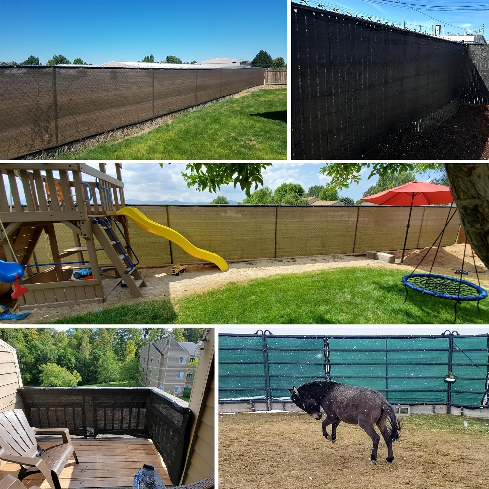 DELLNA Og'ir yuk ko'taruvchi Maxfiylik Ekran To'siq, 90% UV himoyasi bilan, Tashqi joylar uchun bog'ichlar bilan jigarrang naylon qoplama.