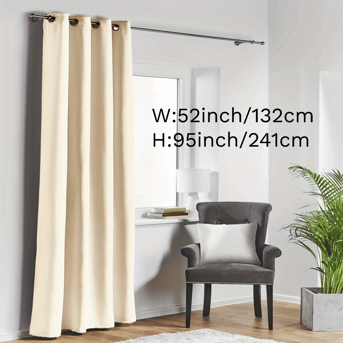 Blackout Curtain with Loop for Bedroom and Living Room Heat Insulation Noise Reduction 180g
