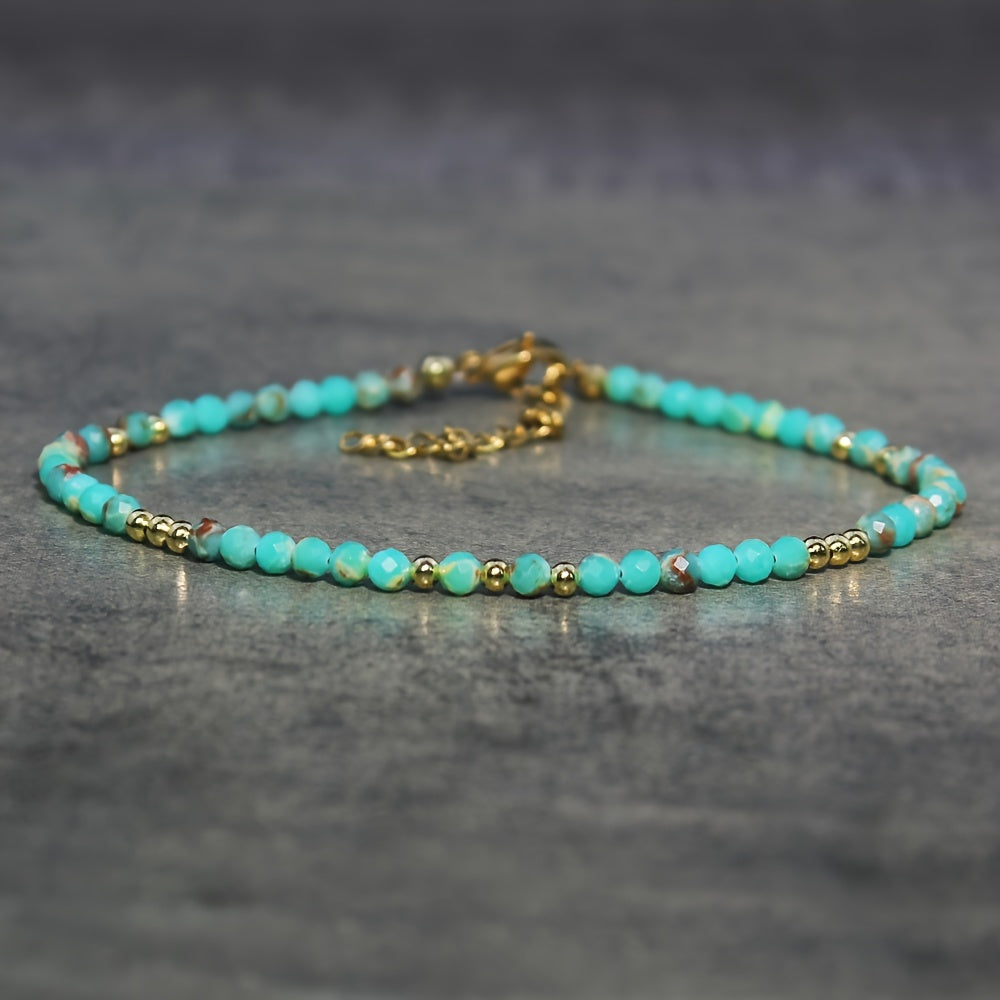 Женский браслет из бусин лунного и солнечного камня для подарка и украшений