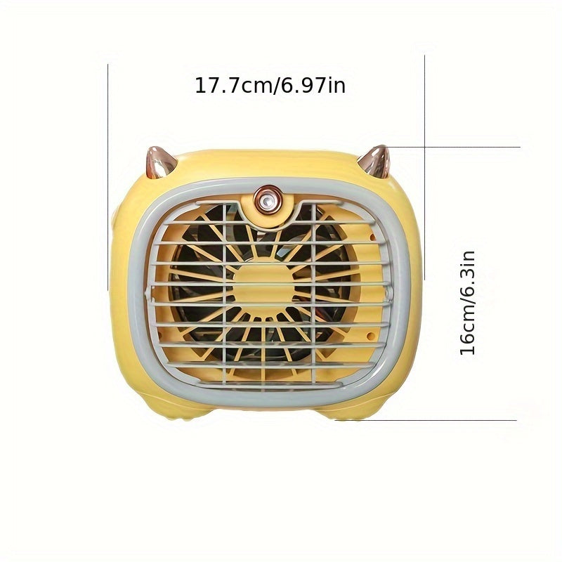 Portativ Mini Havo Sharoit Fan, Qo'l tutqichi bilan, USB orqali qayta zaryadlanadigan Elektr Stol Fan, 3 tezlikda suvni sovutuvchi fan, USB Type-C orqali qayta zaryadlanadigan namlantiruvchi fan - Do'stlar uchun mukammal oilaviy tug'ilgan kun sovg'asi.