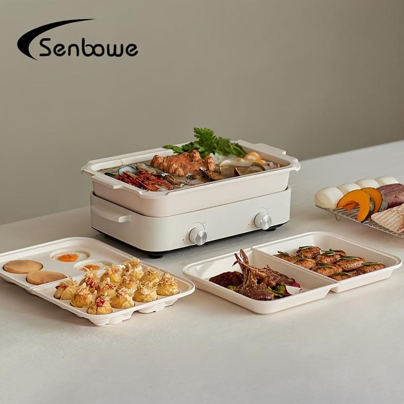 Elektr hot poti 2-zonal mustaqil harorat nazorati va Yevropa standarti rozetkasi bilan, 220-240V quvvat manbai, oson tozalash uchun ajraladigan.