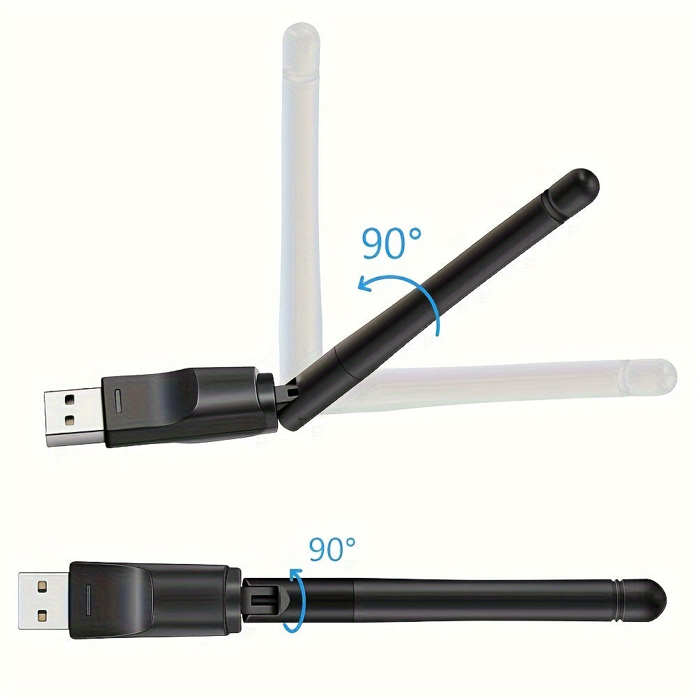 High-Gain 2.4G WiFi USB Adapter for Laptops and Desktops Up to 150Mbps