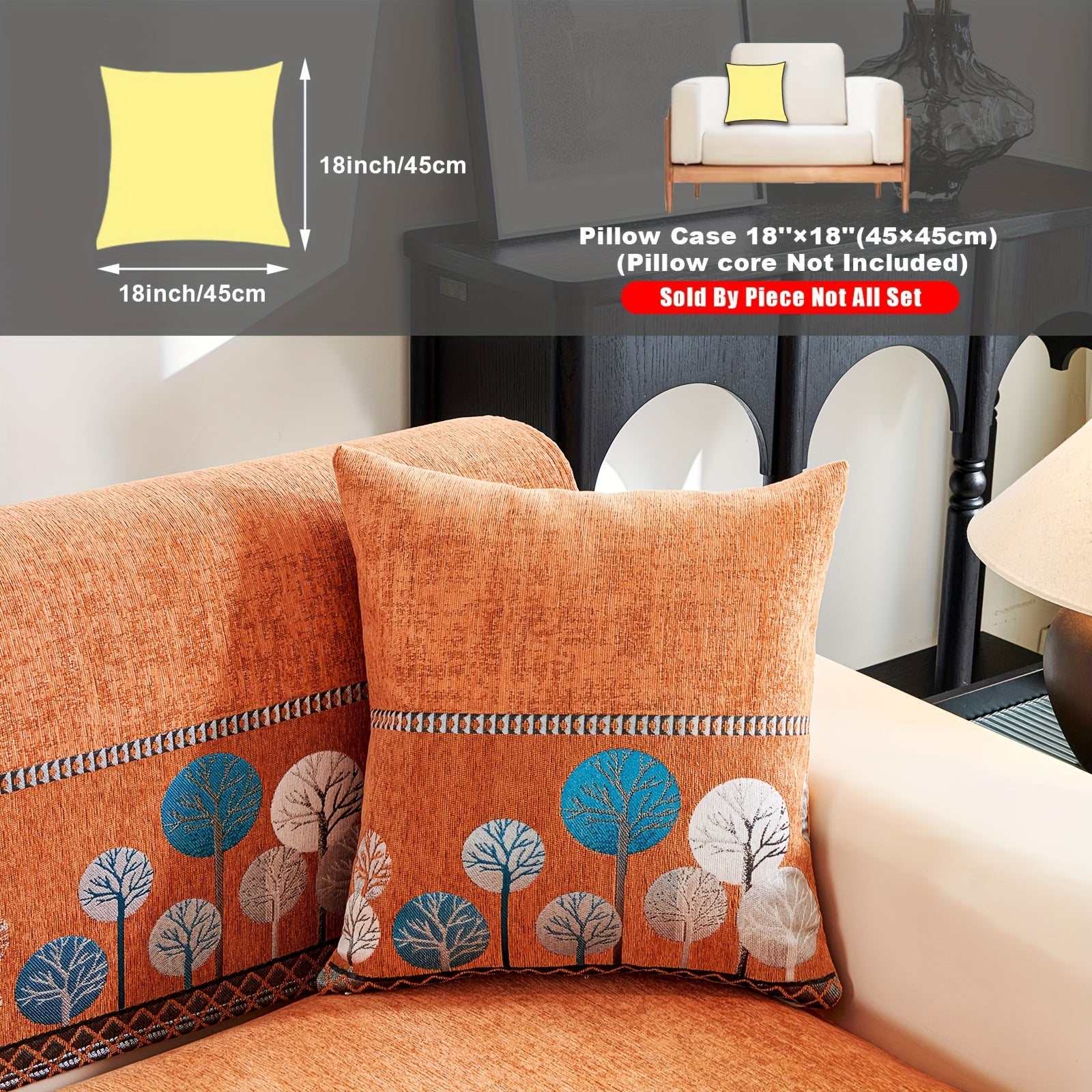 Chenille Sofa Cover with Tree Embroidery Pet-Friendly Slip-Resistant Easy to Clean Fits Various Sofa Sizes for Living Room and Home Decor