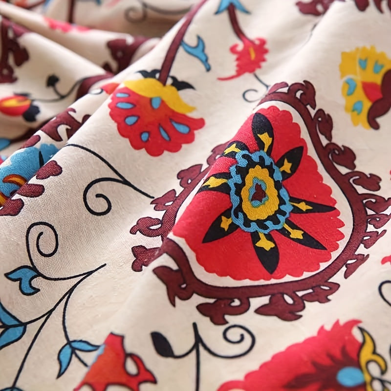 Cortina boho floral semi-oscura para sala de estar, poliéster resistente al agua