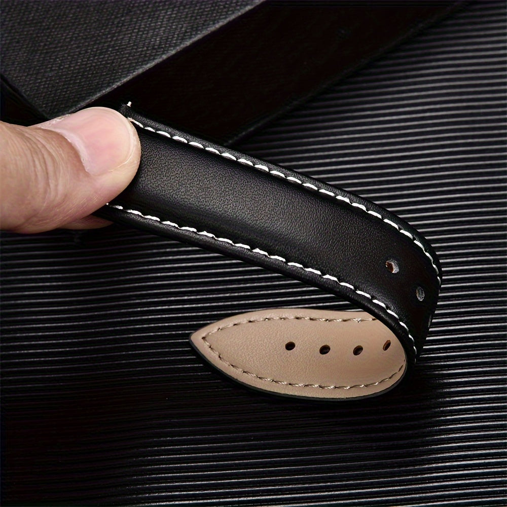 Erkaklar uchun tasodifiy soat tasmalarining to'plami - 18mm, 20mm, 22mm va 24mm soatlar uchun mos keladigan, sovg'a qutisida joylashgan yumshoq PU charm bantlar bilan birga, kapalak qopqog'i bilan.