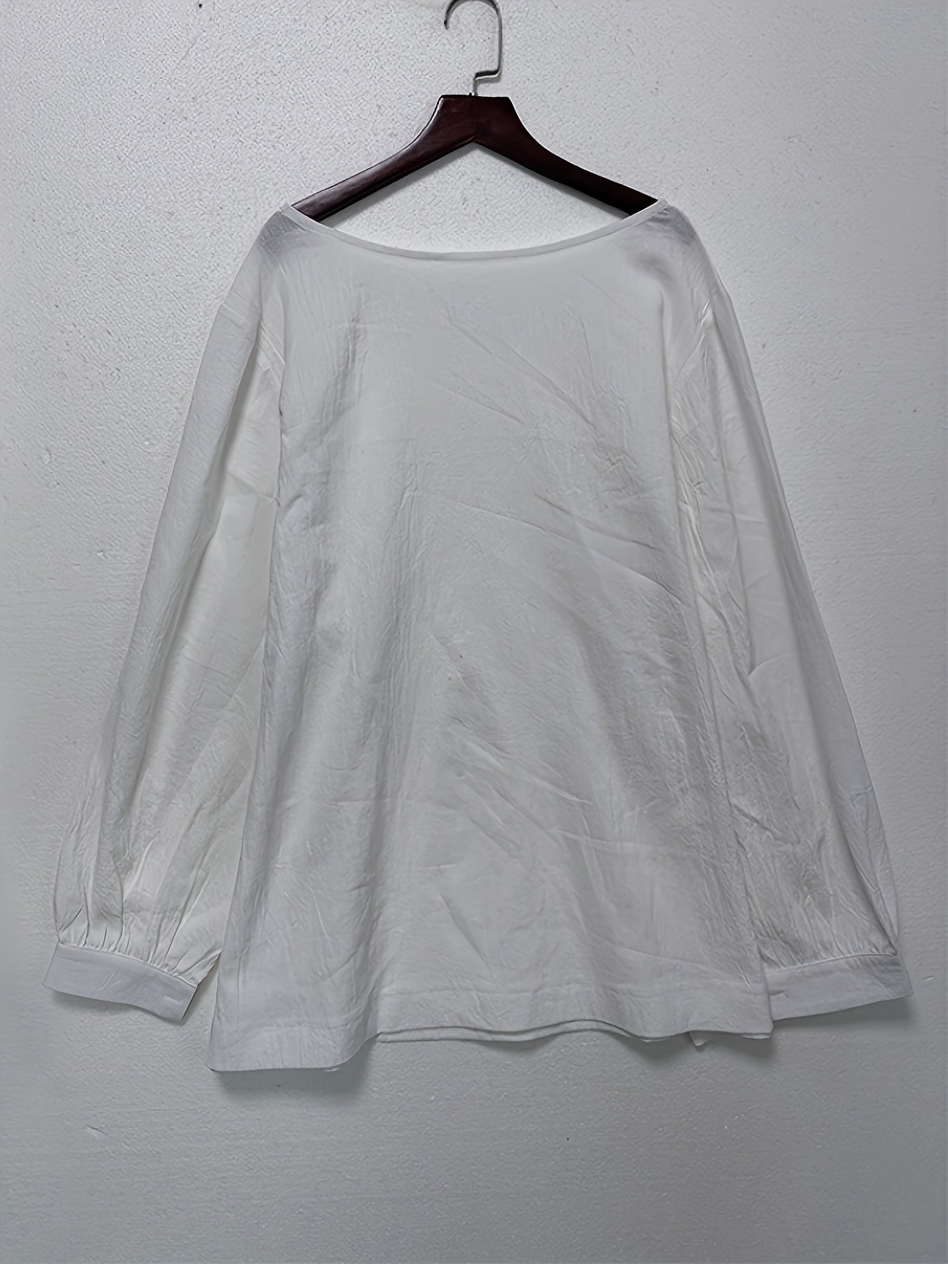 Women's Plus Size Long Sleeve Crew Neck Casual Shirt Polyester Solid Color