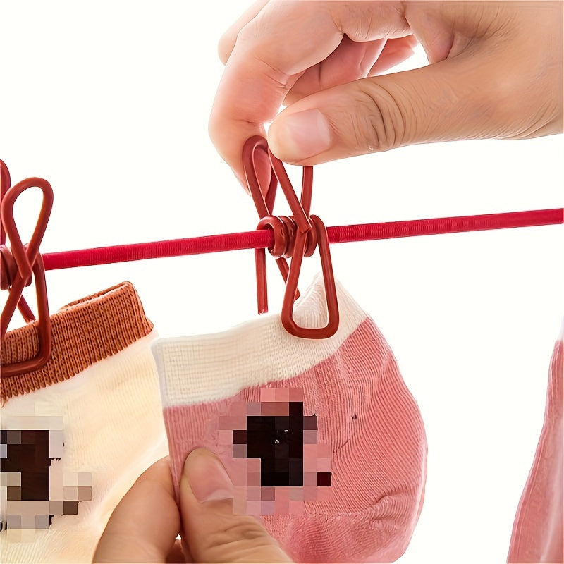 12 ta klipli portativ sayohat va ochiq havoda foydalanish uchun mo'ljallangan kiyim quruq chiziq, tortiladigan dizayn, metalldan yasalgan shamolga chidamli kir yuvish ipi. Kamping va uyda foydalanish uchun ideal.