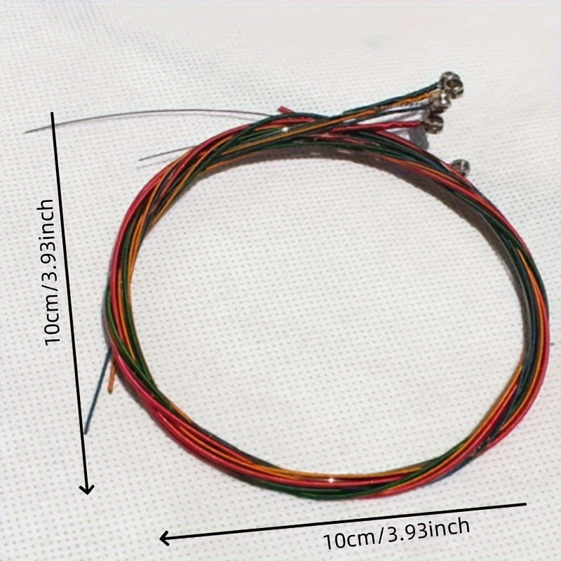 6-Piece Vibrant Color Guitar Strings for Acoustic Guitar Durable Rust-Resistant