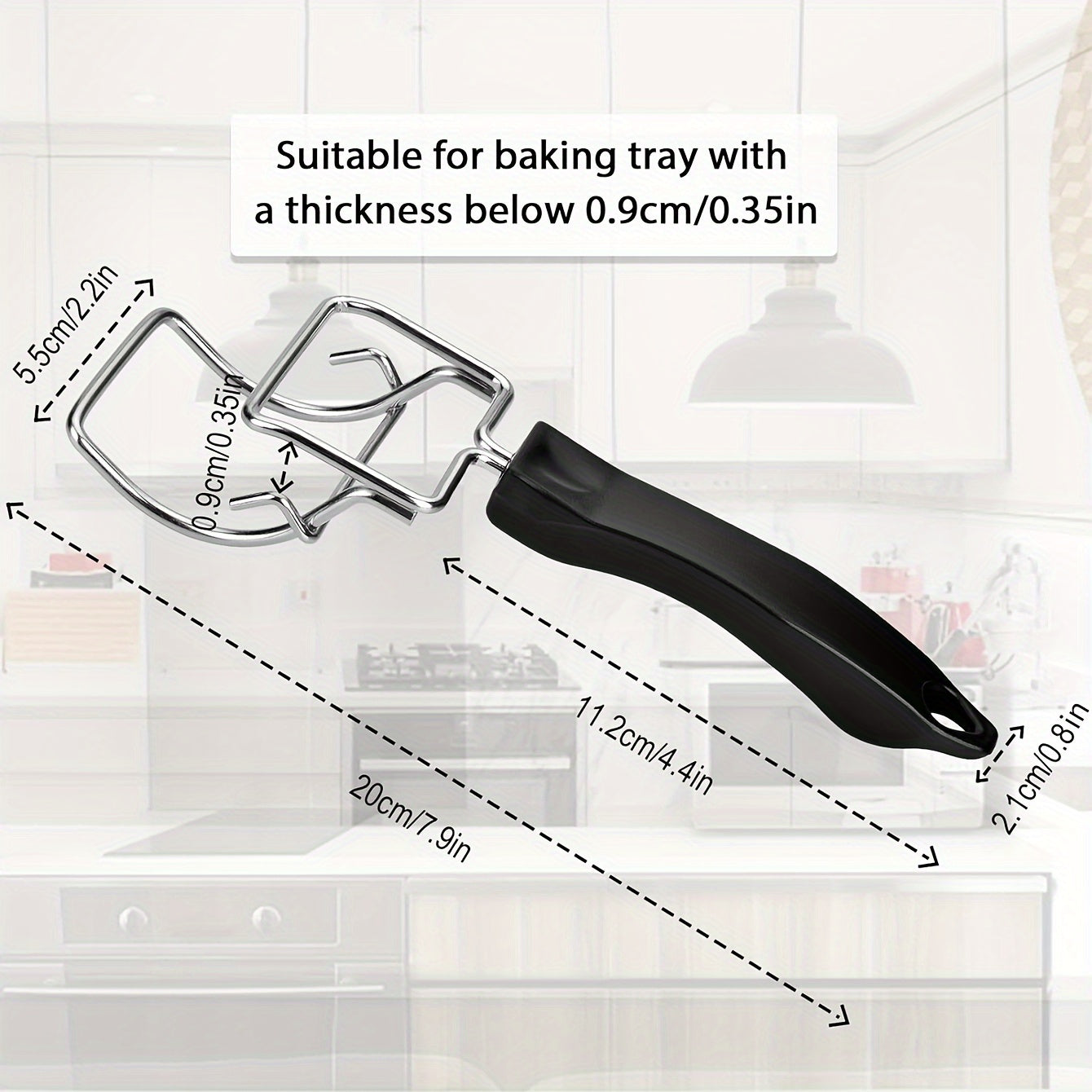 2-piece black oven push-pull tool with heat-resistant handle for lifting trays