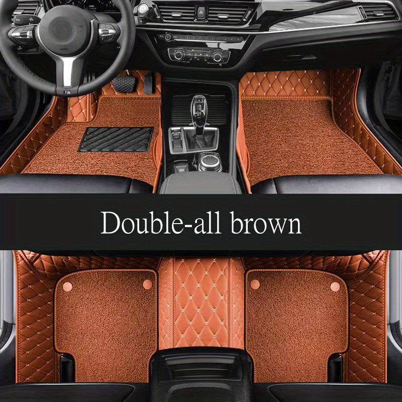 All-Weather Faux Leather Car Floor Mats for SUV Black Waterproof Oil-Resistant