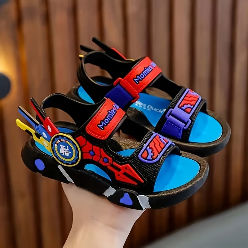 Kids Breathable Toe Sandals Non-Slip Indoor Outdoor Beach All-Season with Hook and Loop