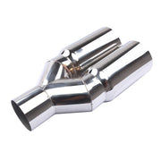 Universal Stainless Steel Y-Shaped Dual Tailpipe 63-76mm Exhaust Outlet