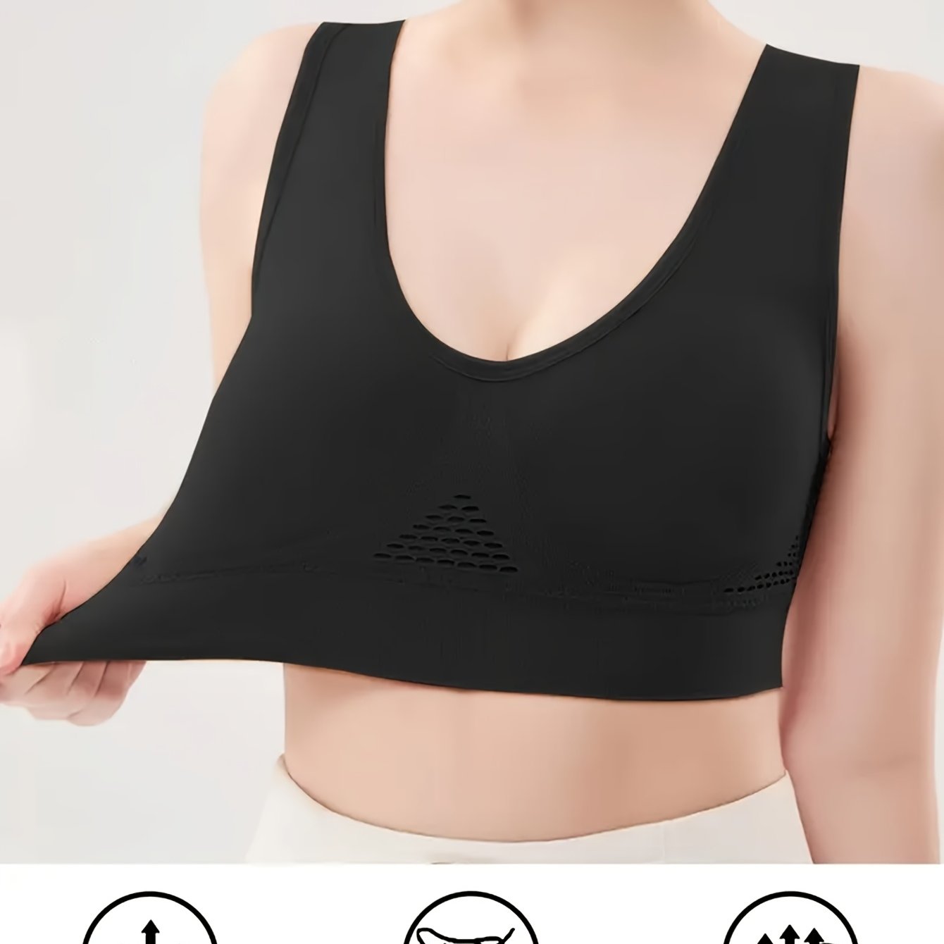 Women's Plus Size Seamless V-Neck Sports Bra with Breathable Mesh