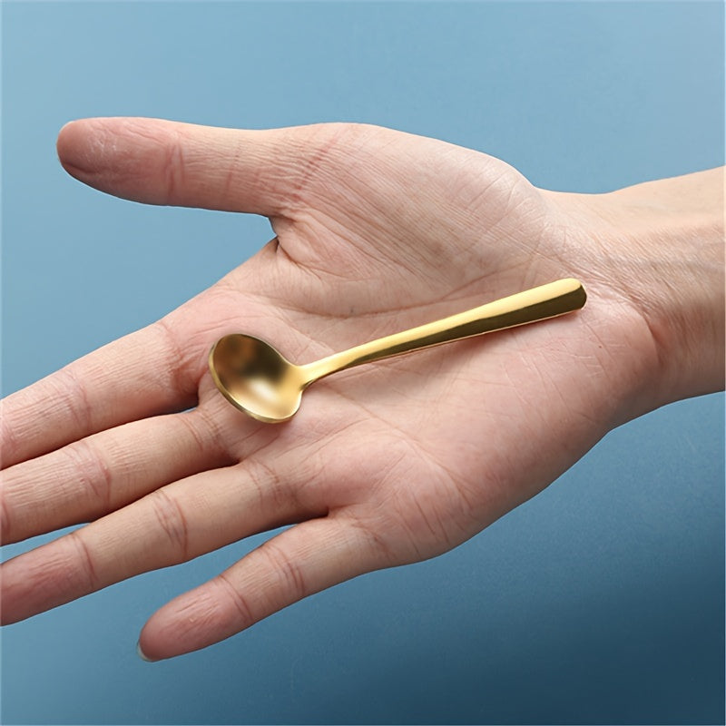 Set of 10 Stainless Steel Mini Seasoning Spoons 8.99cm Silver Gold Kitchen Use