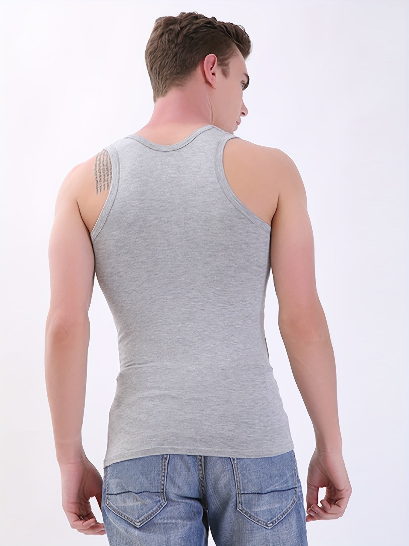 Men's Slim Fit Tank Top Cotton Breathable Sleeveless Basic Sports All-Season