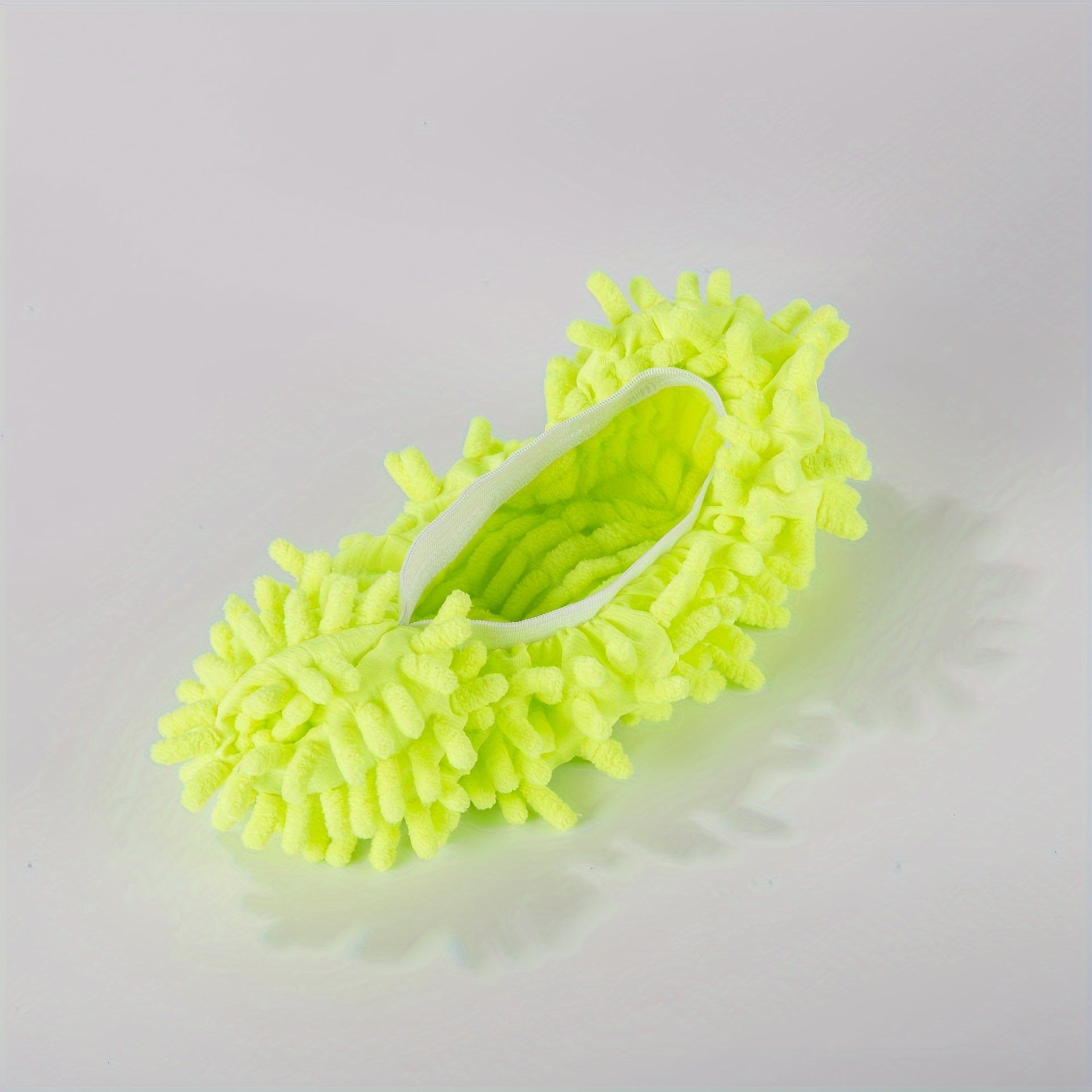 Blue and White Lace Pattern Plush Chenille Mop Slippers for Home Comfort