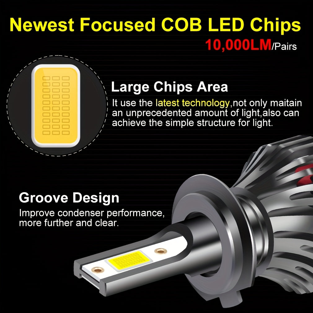 2 dona avtomobil LED faralar lampochkalari, sovuq oq, issiq oq, COB chiplar, H4 aviatsiya alyuminiy
