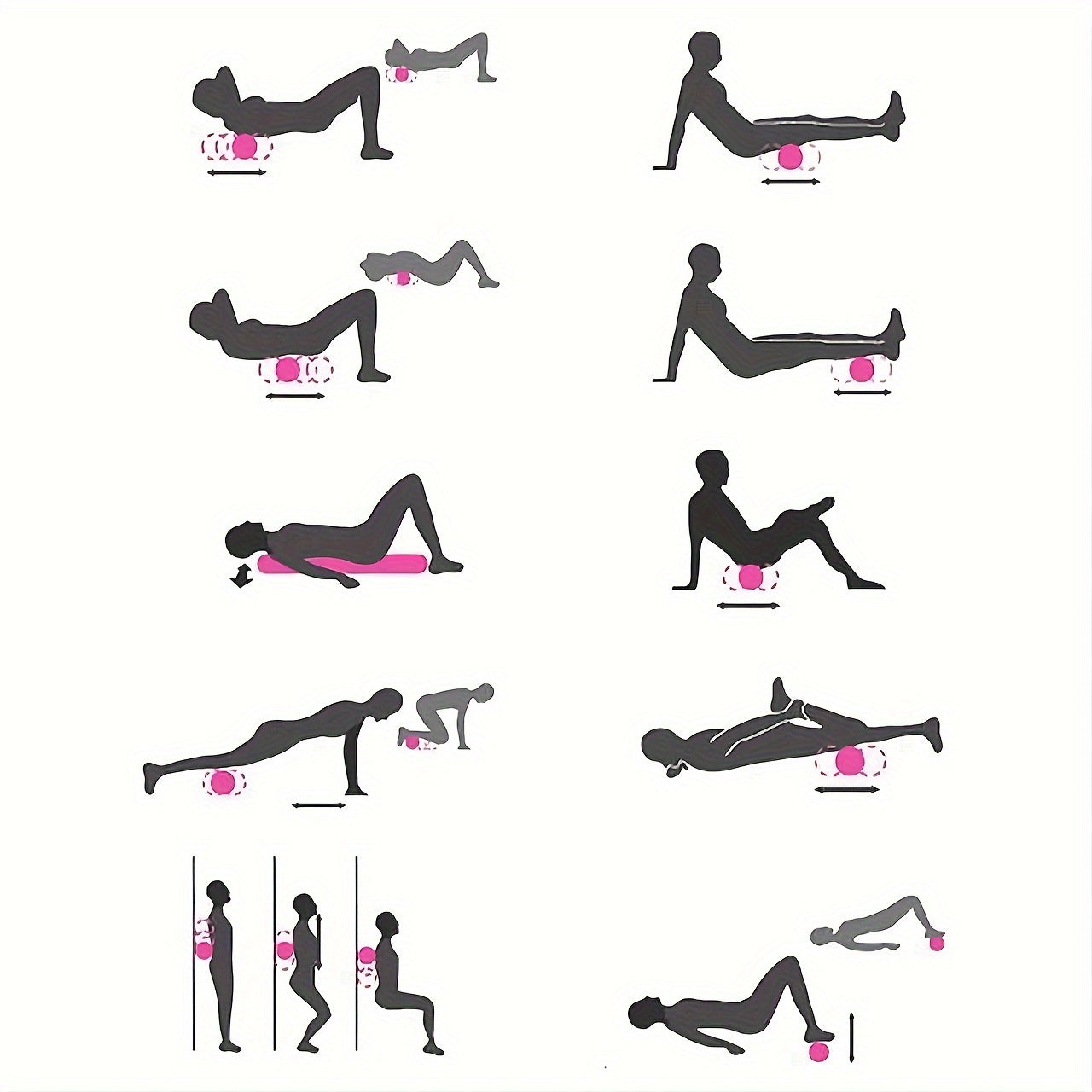 Rodillo de espuma EVA con superficie texturizada para yoga, pilates, fitness, negro, azul, púrpura