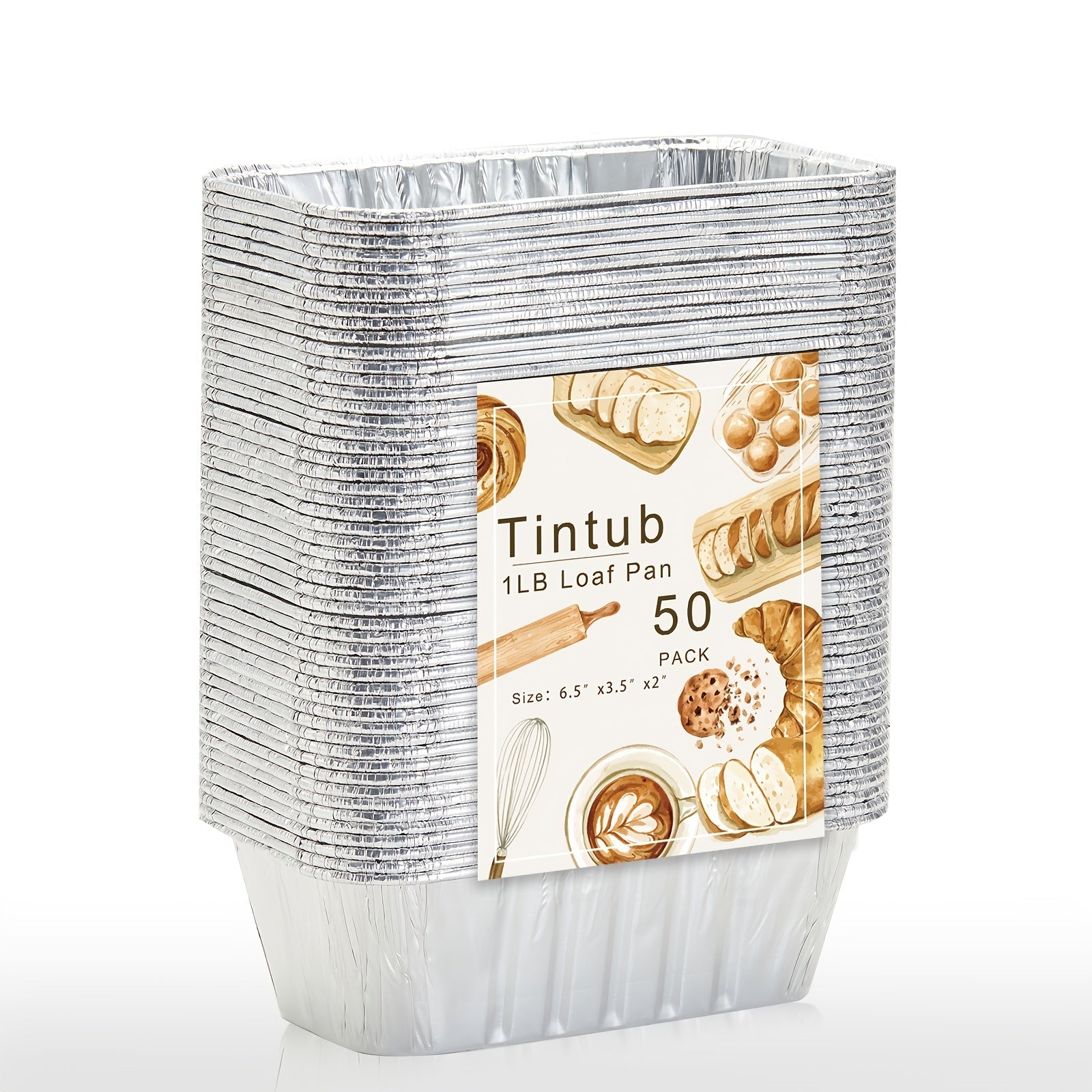 Set of 50 Disposable Aluminum Mini Loaf Pans for Baking Bread 15.24cm x 8.89cm