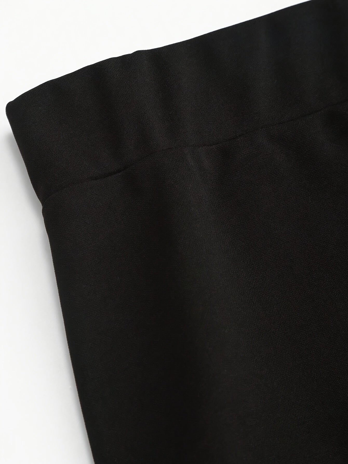 Plus Size Black Pencil Skirt with Ruched Detail and Decorative Buttons High Waist Polyester