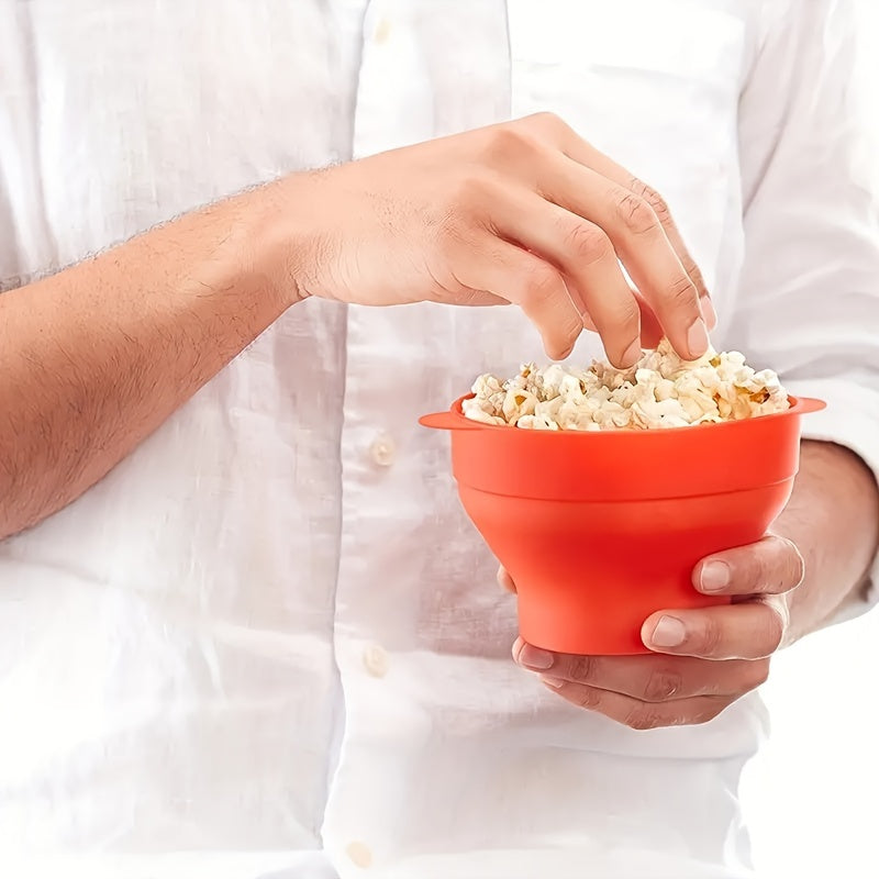 Small BPA-Free Microwave Popcorn Bucket with Foldable Bowl for One Person