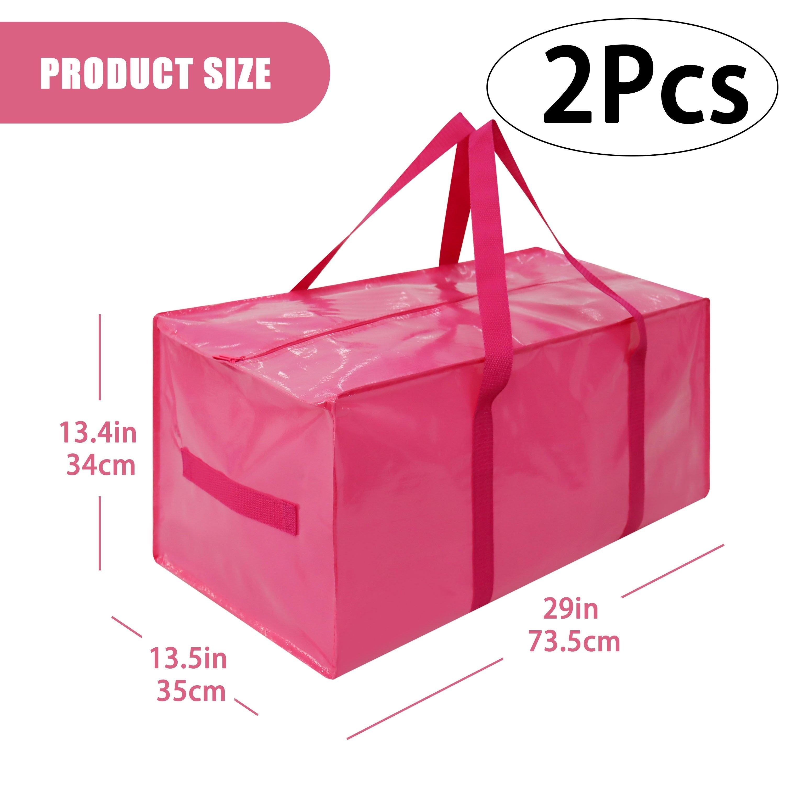 Two Large Storage Bags with Zippers Handles Durable Storage Bin for Bedroom Closet