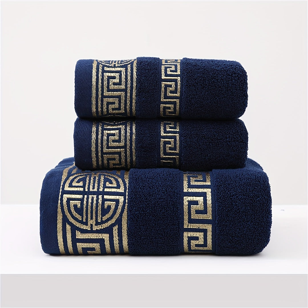 Cotton Towel Set Includes Bath and Hand Towels Dark Colors Absorbent Soft