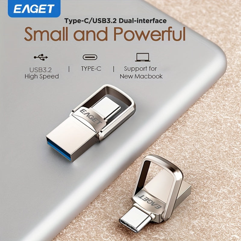 EAGET Yuqori Tezlikdagi Mini USB-C Flesh Drayv - 32GB/64GB/128GB, Turli qurilmalar uchun Ikki OTG va USB Type-C Xotira Stick.
