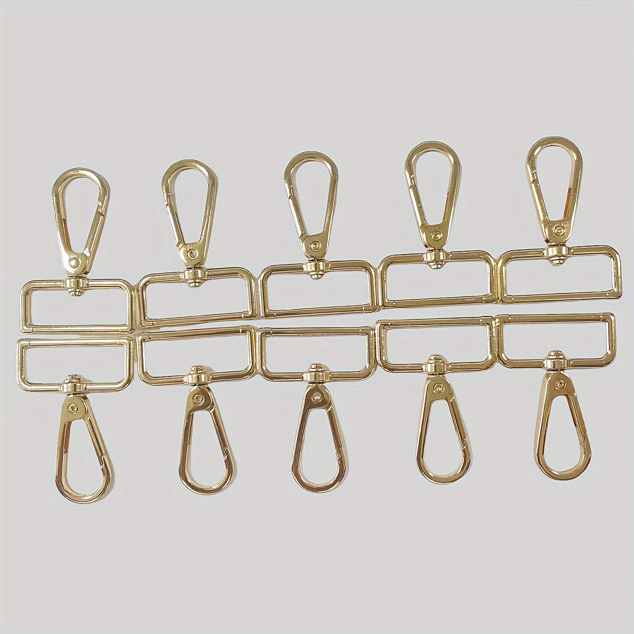 Set of 10 Gold-Tone Spring Hooks 1.2 Inches with Thick Pads 360° Rotation for Handbag Straps Jewelry Clasps