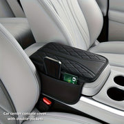 Avtomobil markaziy qo‘ltiq qutisi yostiqchası sun’iy charmadan, transport vositalari uchun ikki qavatli saqlash bo‘shliqlari