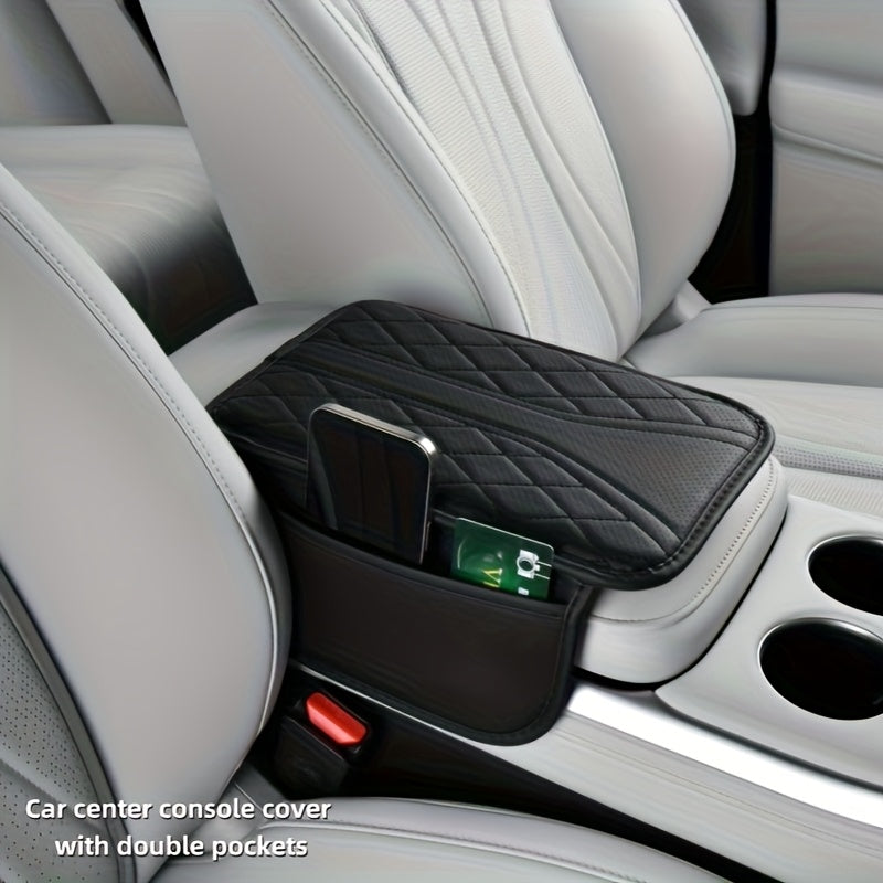 Almohadilla del reposabrazos del centro del coche con doble bolsillo de almacenamiento de cuero sintético para vehículos