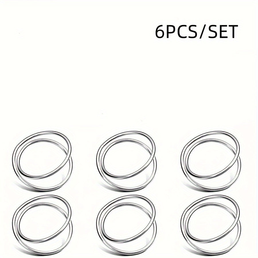 Set of 6 Zinc Alloy Napkin Rings for Table Decoration in Restaurant or Hotel