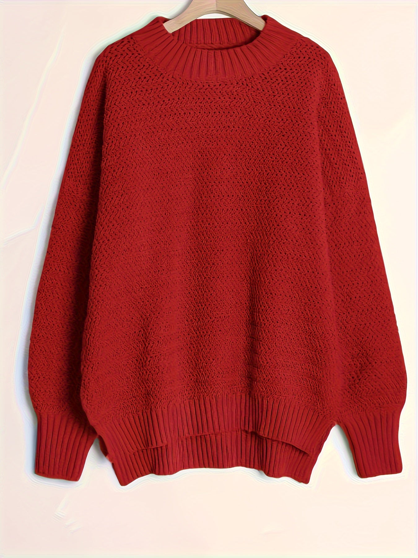 Plus Size Women's Solid Color Round Neck Sweater Long Sleeve Casual Pullover