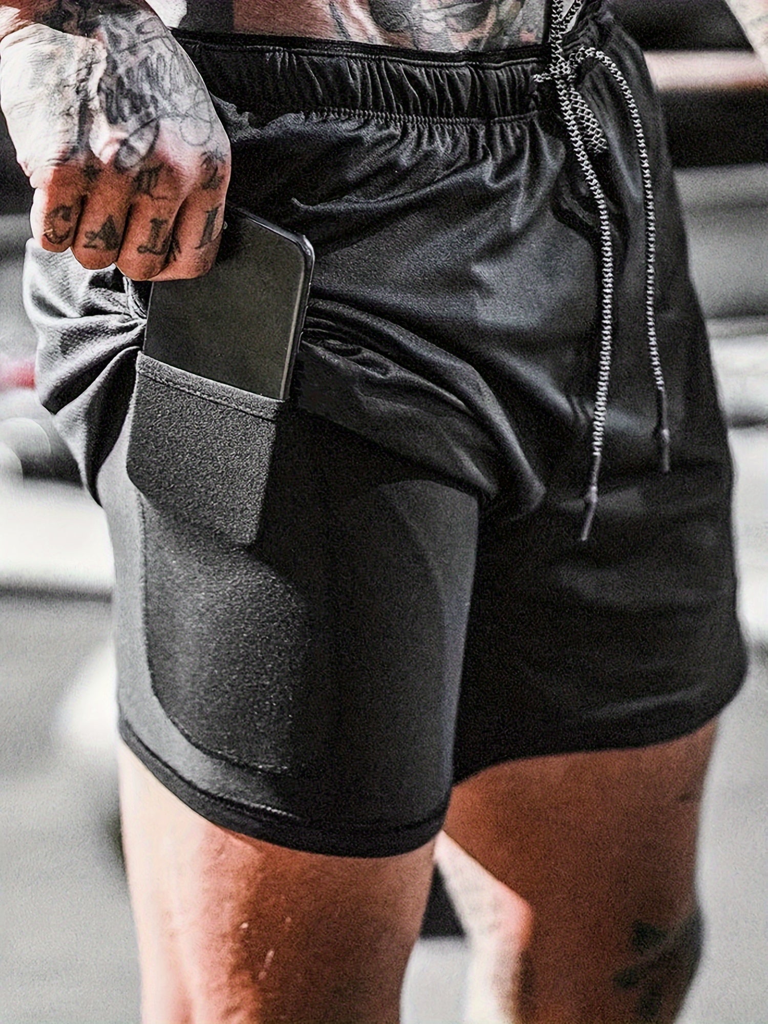 Men's Summer Print Dual-Layer Shorts Breathable Quick-Dry Pockets Casual Sports