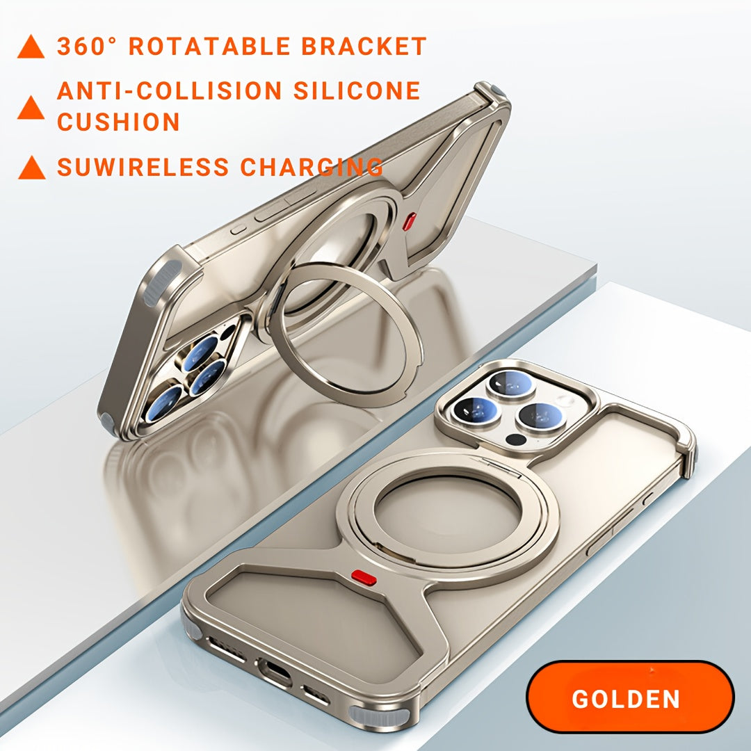 Frameless Aluminum Alloy Phone Case for iPhone 14/15/16 Pro Max with Anti-Fall Design and Heat Dissipation