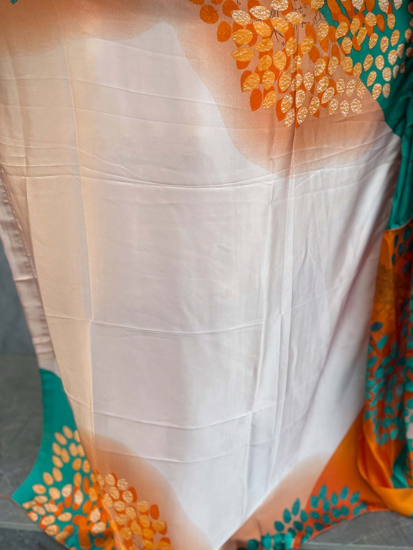 Plus Size Turkish Kafatan Robe With Scarf Geometric Pattern Polyester Middle Eastern Clothing