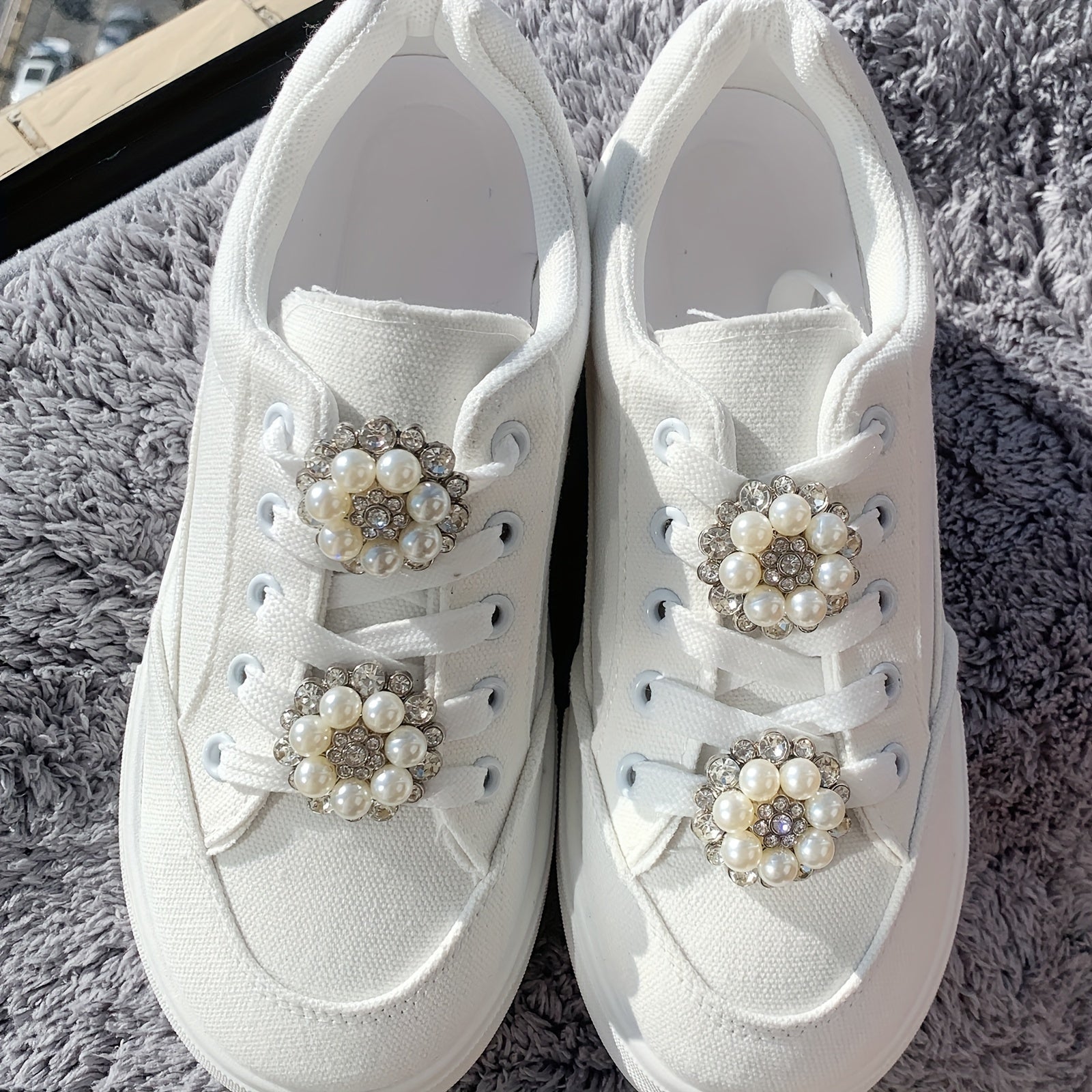 Unisex Pearl Rhinestone Shoe Charms Set for Sneakers and Boots