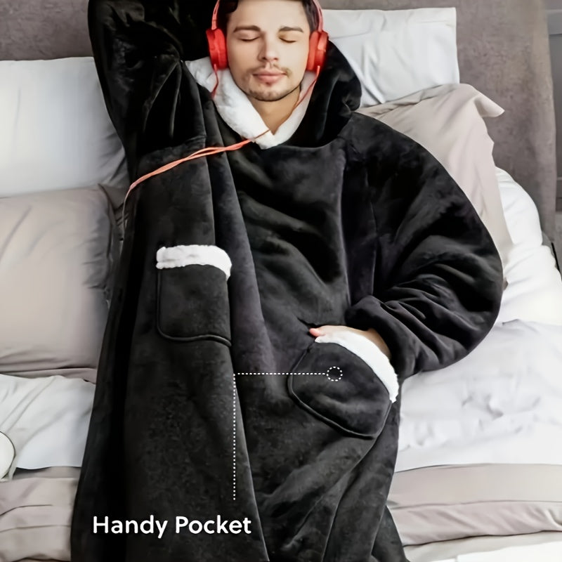 Unisex Fleece Blanket Hoodie for Adults and Kids Cozy Wearable Blanket