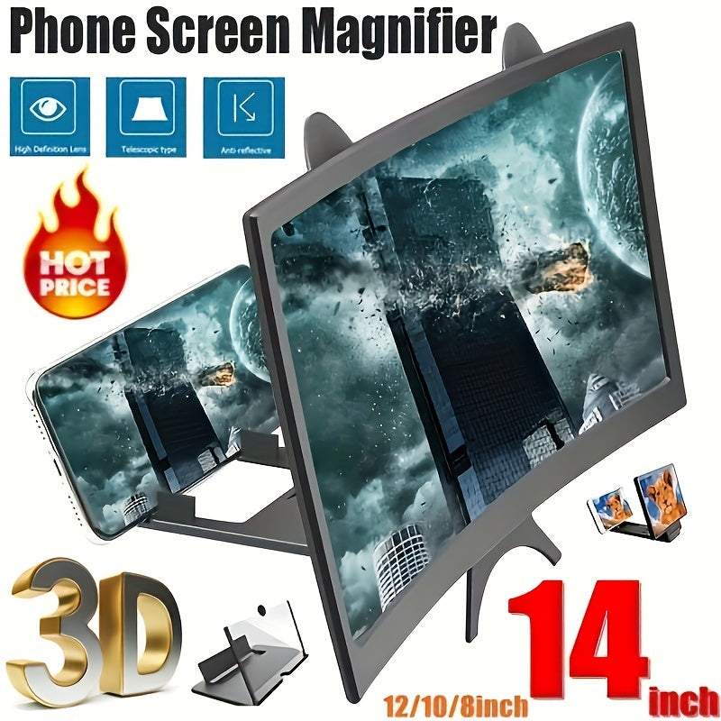 Portable Plastic Smartphone Screen Magnifier with Curved HD Display for Movies Videos and Gaming