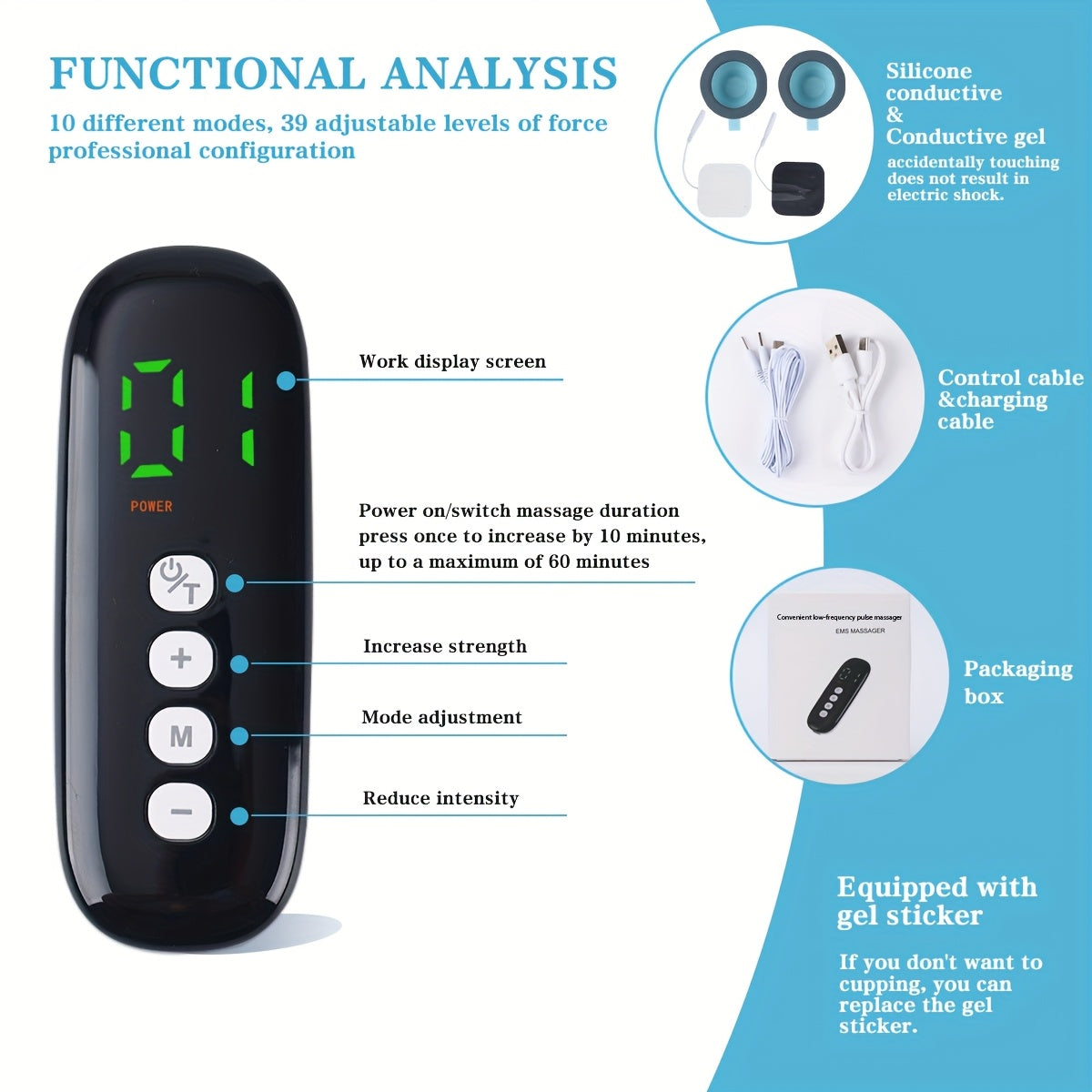 10 rejim va 39 kuch darajasi bilan vakuumli chashka va yamoq massajeri, ikki vakuumli chashka va ikki yamoq bilan. Bir vaqtning o'zida ishlashi uchun Light Beige talab etiladi. Uyda foydalanish va sovg'a berish uchun ajoyib.
