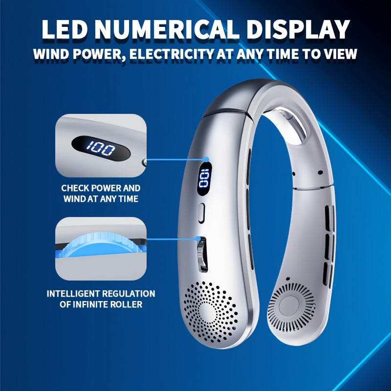 Portable Neck Fan Mini Bladeless Wearable USB Rechargeable Personal Cooler