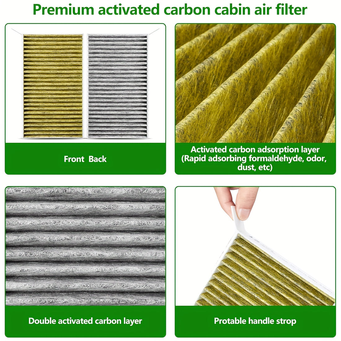 Car Cabin Air Filter HEPA Activated Carbon Replacement for Tesla Model 3 Y 2 Pack