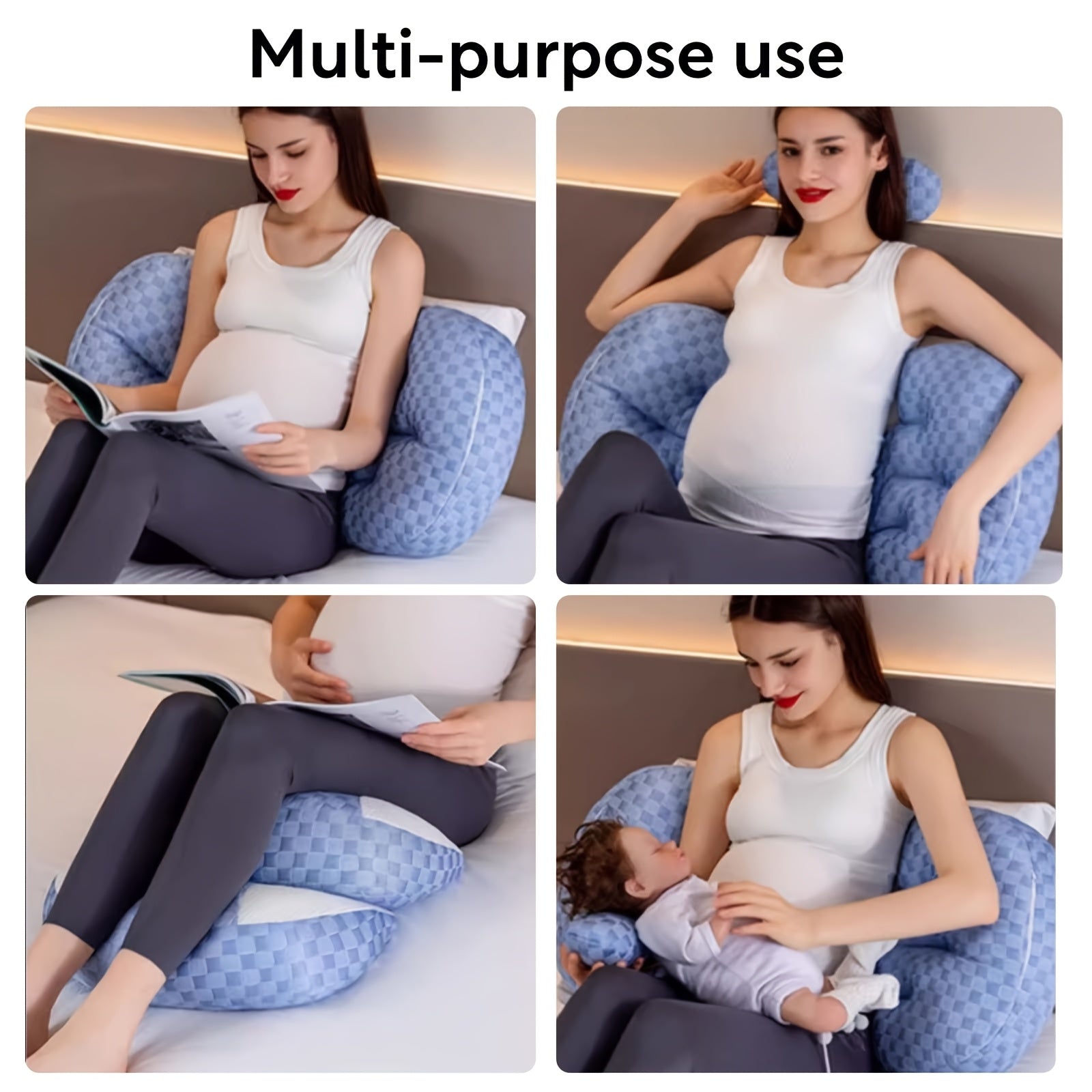 U-Shaped Maternity Pillow Polyester Fiber Adjustable Back Support Lightweight