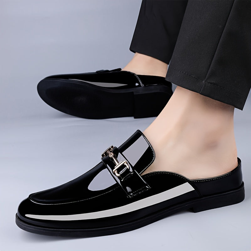 Men's Leather Loafers Slip-On Solid Color Round Toe Business Wedding Party Shoes