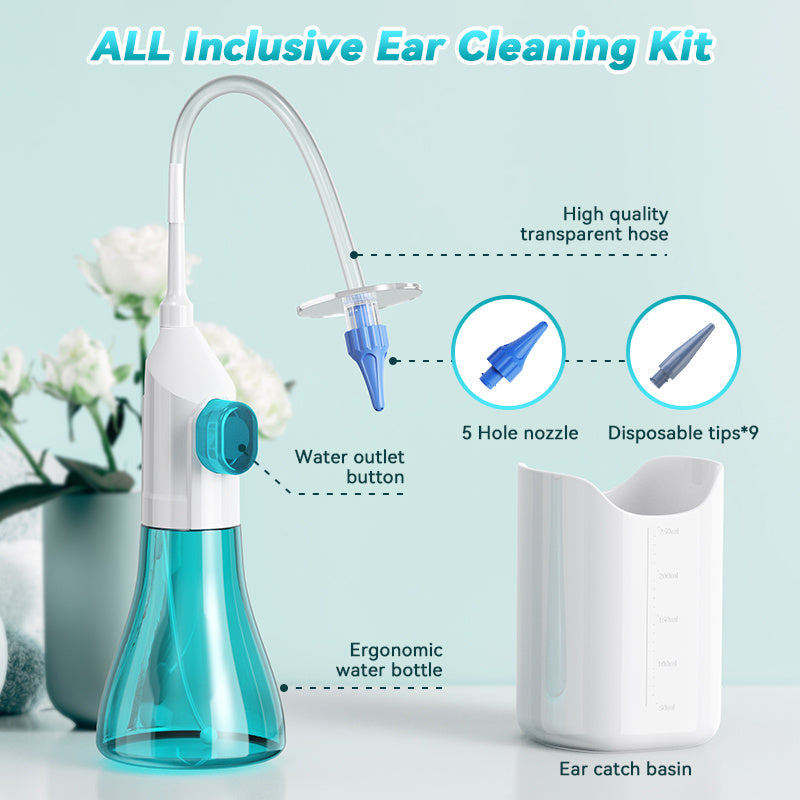 Ear Wax Removal Kit Manual Ear Irrigation Cleaner with Rinse Basin and 31 Reusable Tips