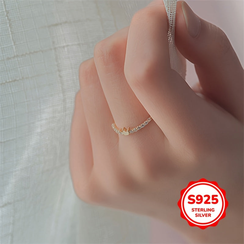 Sterling Silver Zirconia Crown Ring for Women Engagement Jewelry